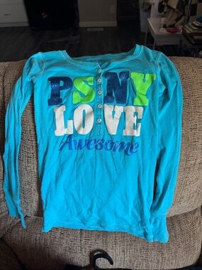 The Children's Place Teal Long-Sleeve Graphic Henley with Multicolor Lettering